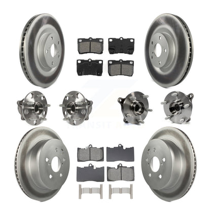 Hub Bearing Coated Brake Rotor & Pad Front Rear Kit (10Pc) For Lexus GS350 IS350
