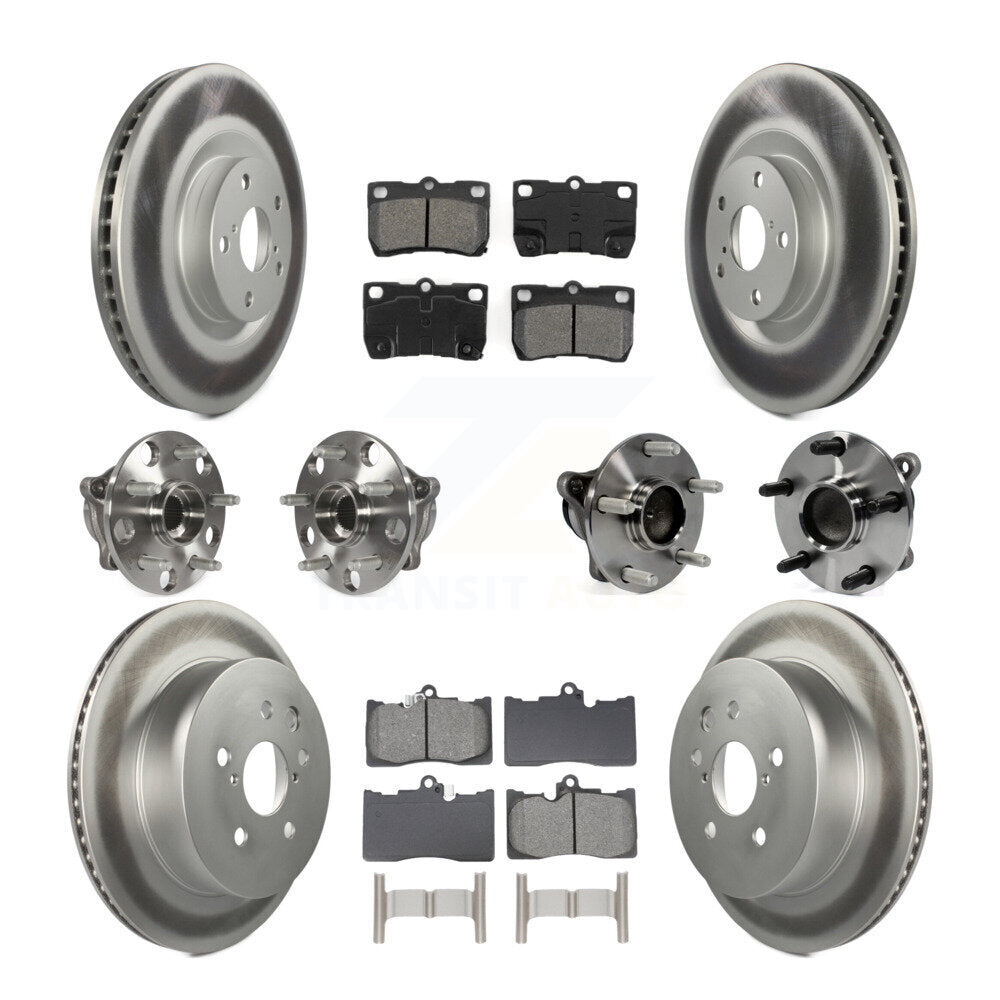 Hub Bearing Coated Brake Rotor & Pad Front Rear Kit (10Pc) For Lexus IS350 GS350