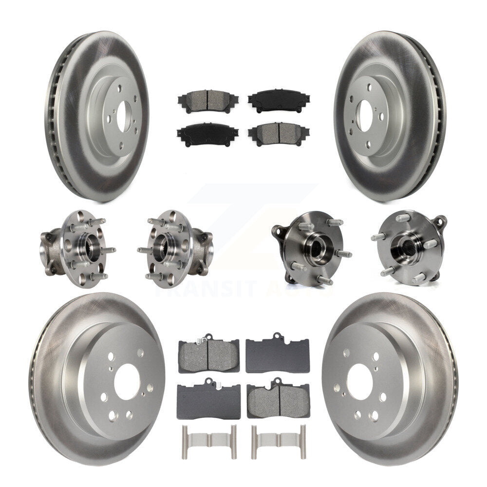 Hub Bearing Coated Brake Rotor & Pad Front Rear Kit (10Pc) For Lexus IS300 IS350