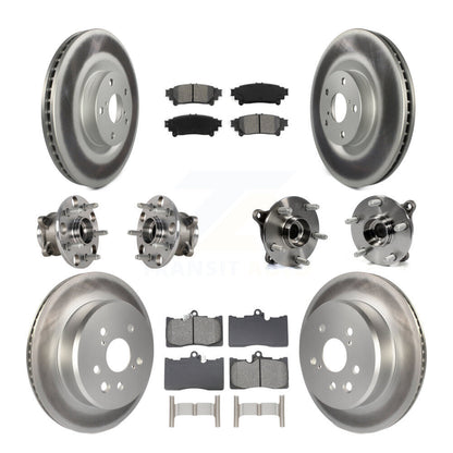 Hub Bearing Coated Brake Rotor & Pad Front Rear Kit (10Pc) For Lexus IS300 IS350