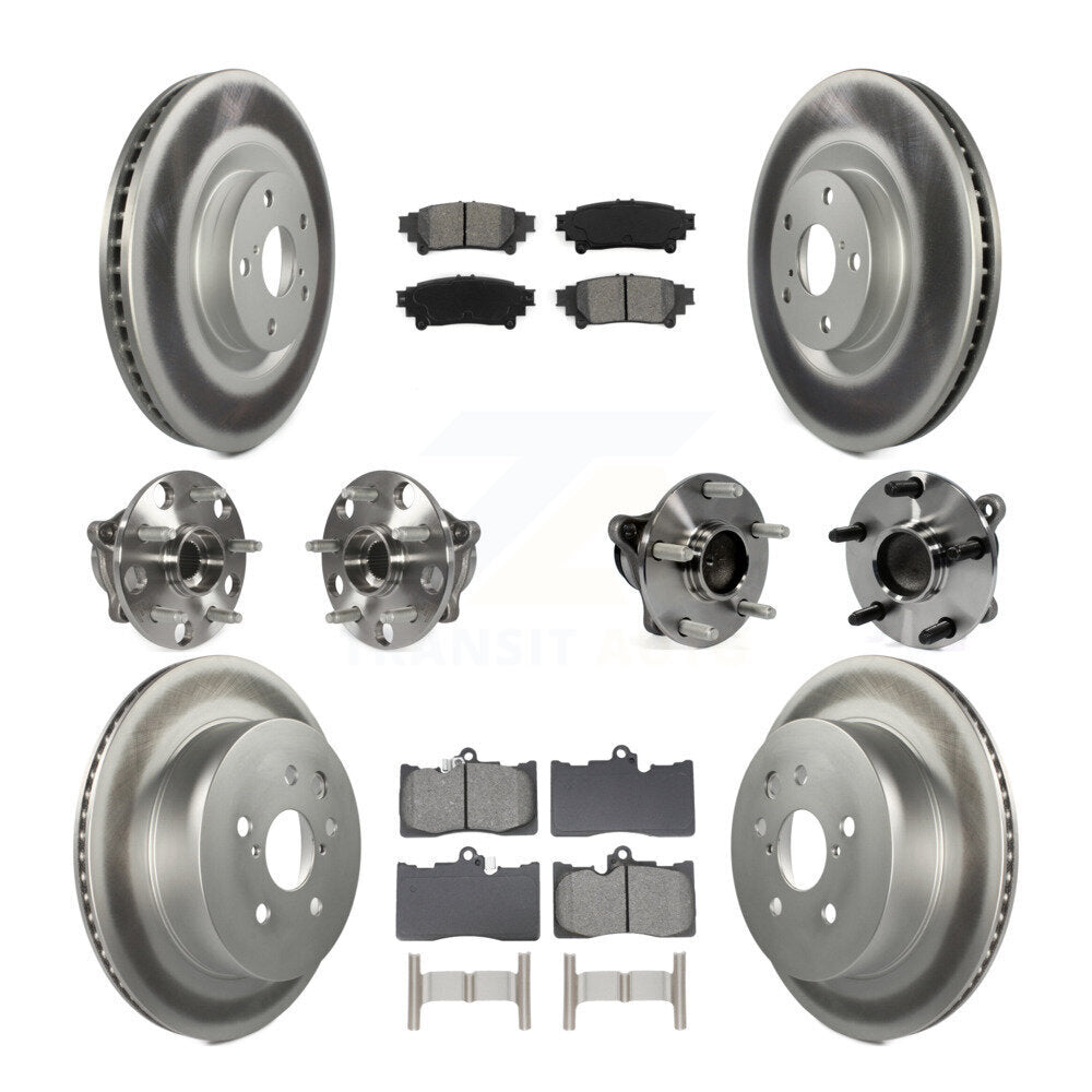 Hub Bearing Coated Disc Brake Rotor & Pads Front Rear Kit (10Pc) For Lexus IS350