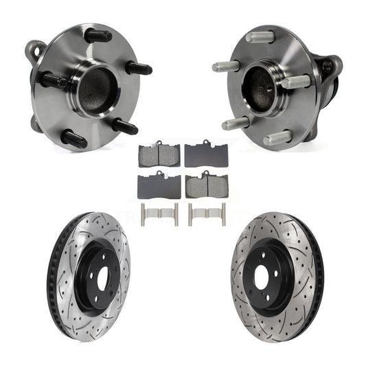 Hub Bearing Drilled Slot Brake Rotor & Pad Front Kit (5Pc) For Lexus IS350 GS350