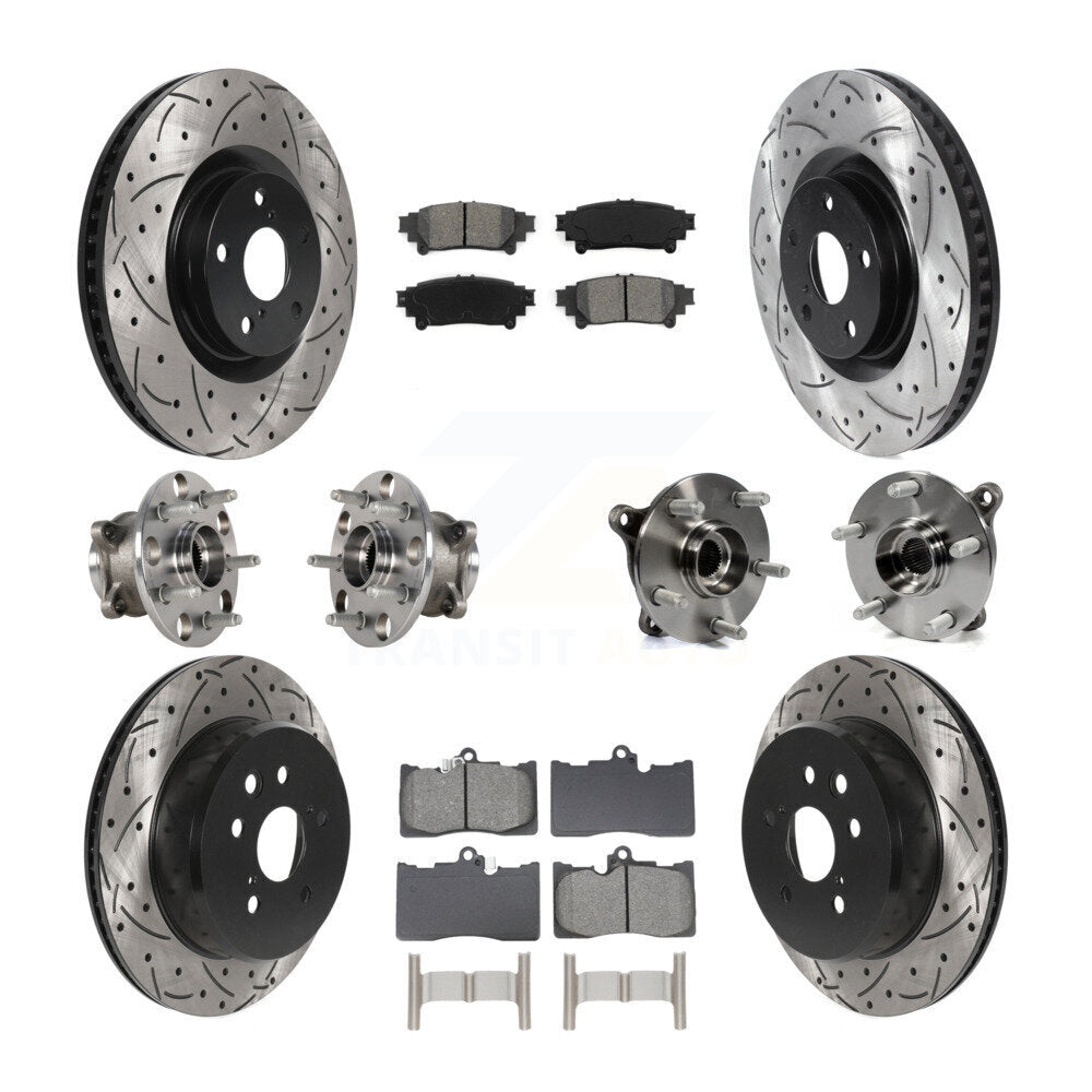 Hub Bearing Coated Brake Rotor & Pad Front Rear Kit (10Pc) For Lexus IS300 IS350
