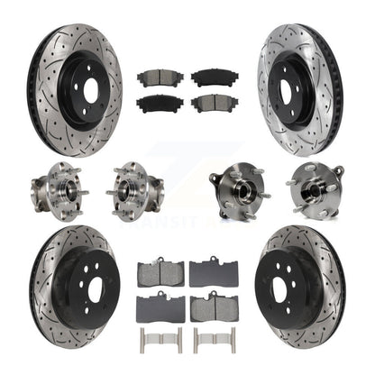 Hub Bearing Coated Brake Rotor & Pad Front Rear Kit (10Pc) For Lexus IS300 IS350