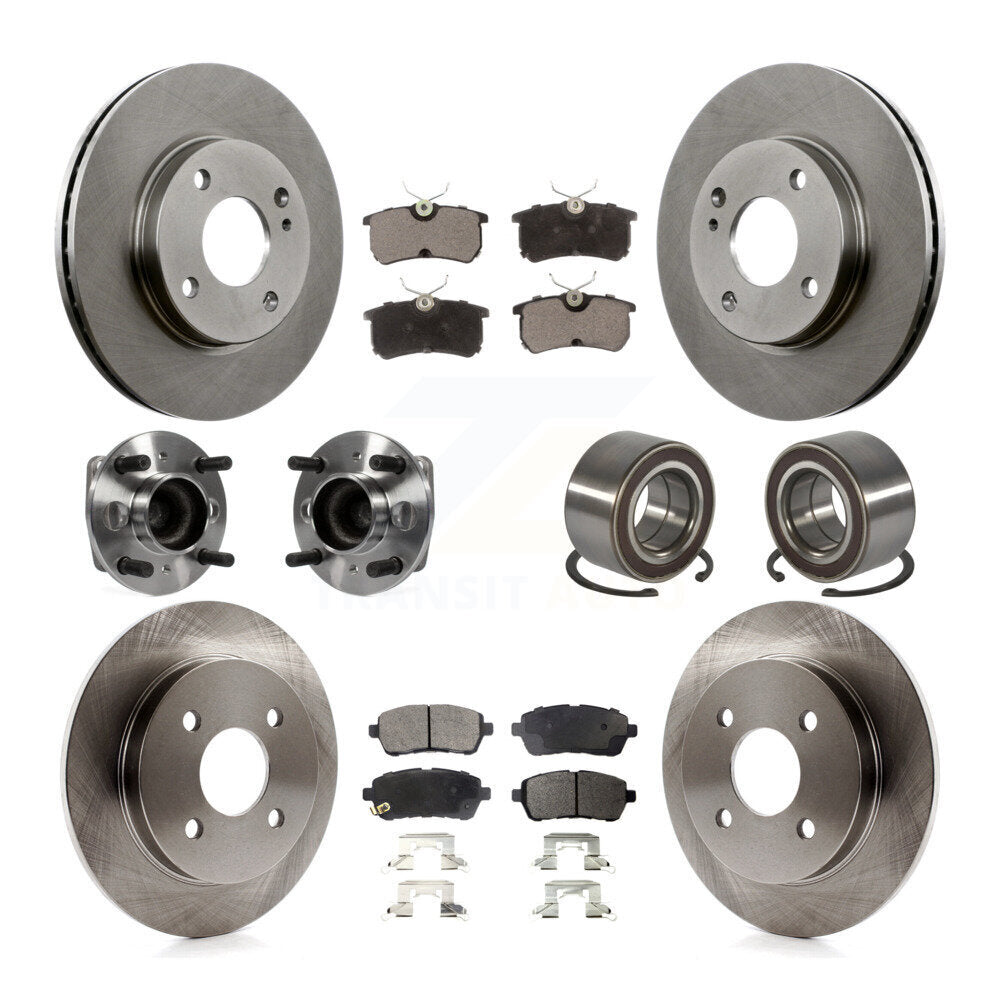 Wheel Hub Bearing Disc Brake Rotor And Pad Front Rear Kit (10Pc) For Ford Fiesta