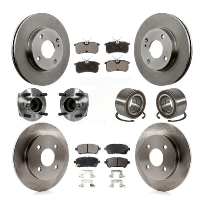 Wheel Hub Bearing Disc Brake Rotor And Pad Front Rear Kit (10Pc) For Ford Fiesta