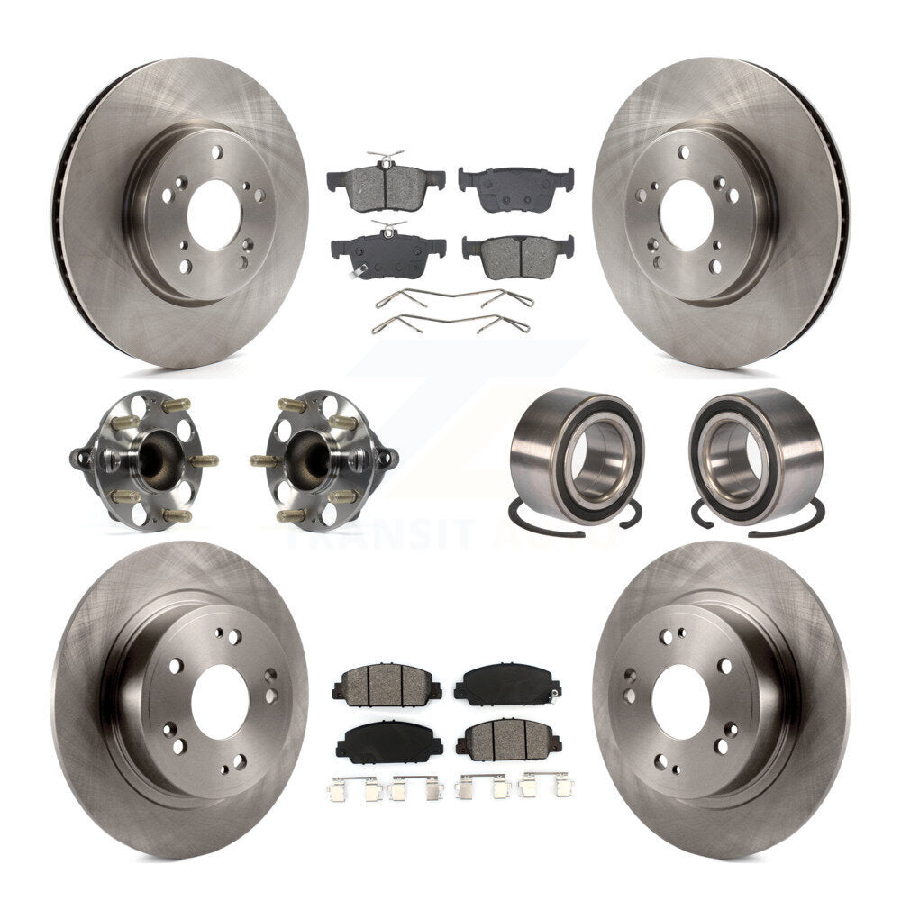 Hub Bearings Disc Brake Rotors And Pads Front Rear Kit (10Pc) For Honda Accord