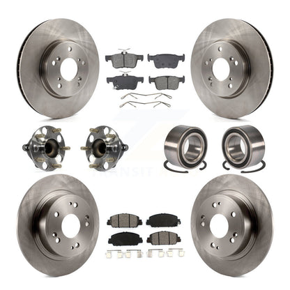 Hub Bearings Disc Brake Rotors And Pads Front Rear Kit (10Pc) For Honda Accord