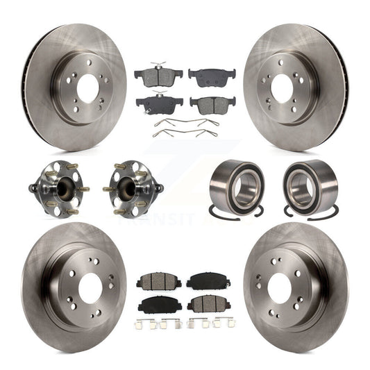Hub Bearings Disc Brake Rotors And Pads Front Rear Kit (10Pc) For Honda Accord