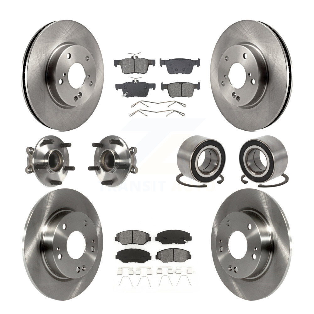 Wheel Hub Bearing Disc Brake Rotor And Pad Front Rear Kit (10Pc) For Honda Civic