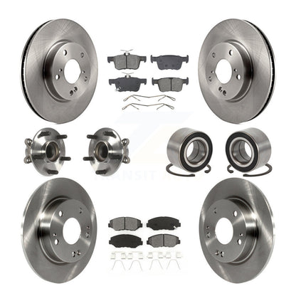 Wheel Hub Bearing Disc Brake Rotor And Pad Front Rear Kit (10Pc) For Honda Civic