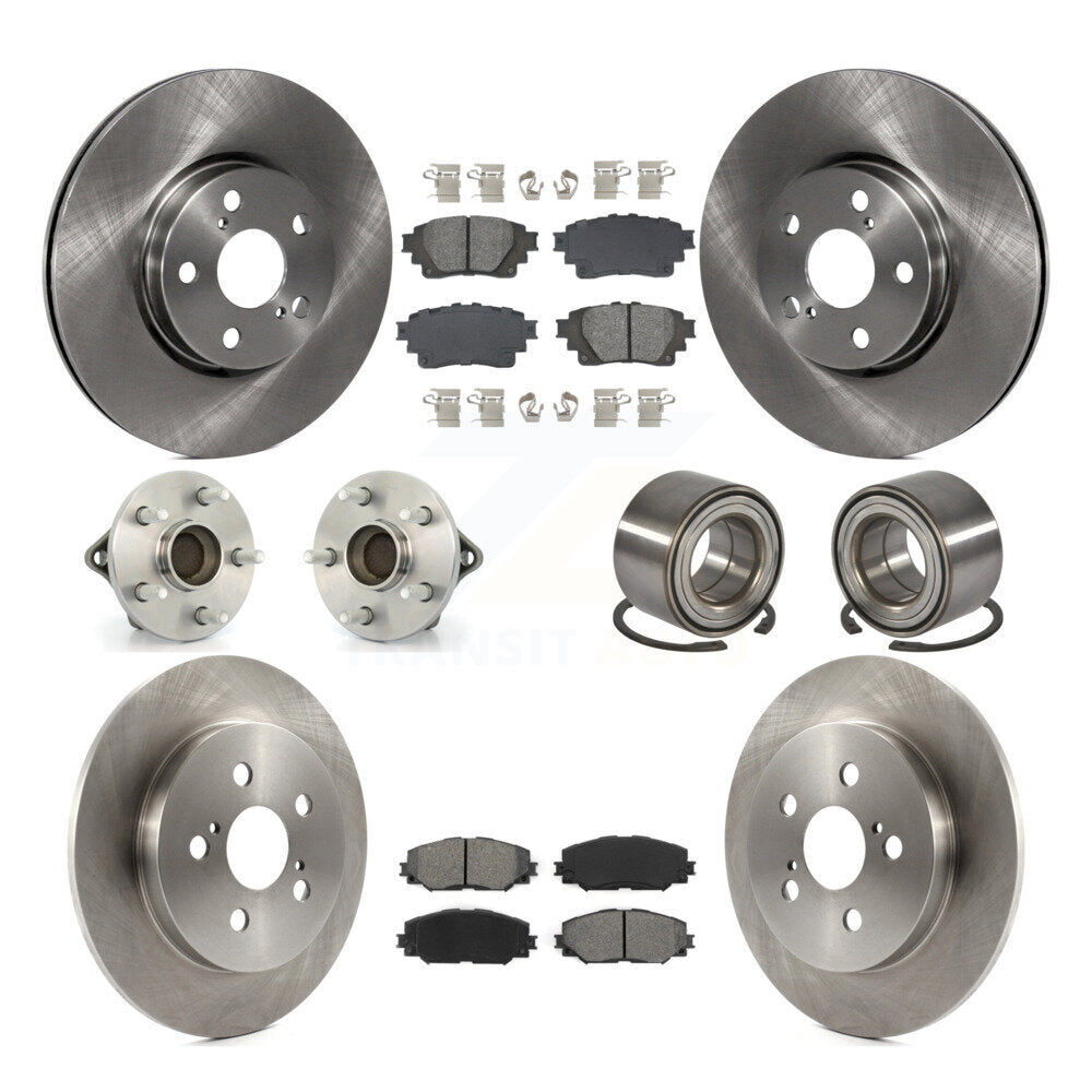 Hub Bearings Disc Brake Rotors And Pads Front Rear Kit (10Pc) For Toyota Corolla