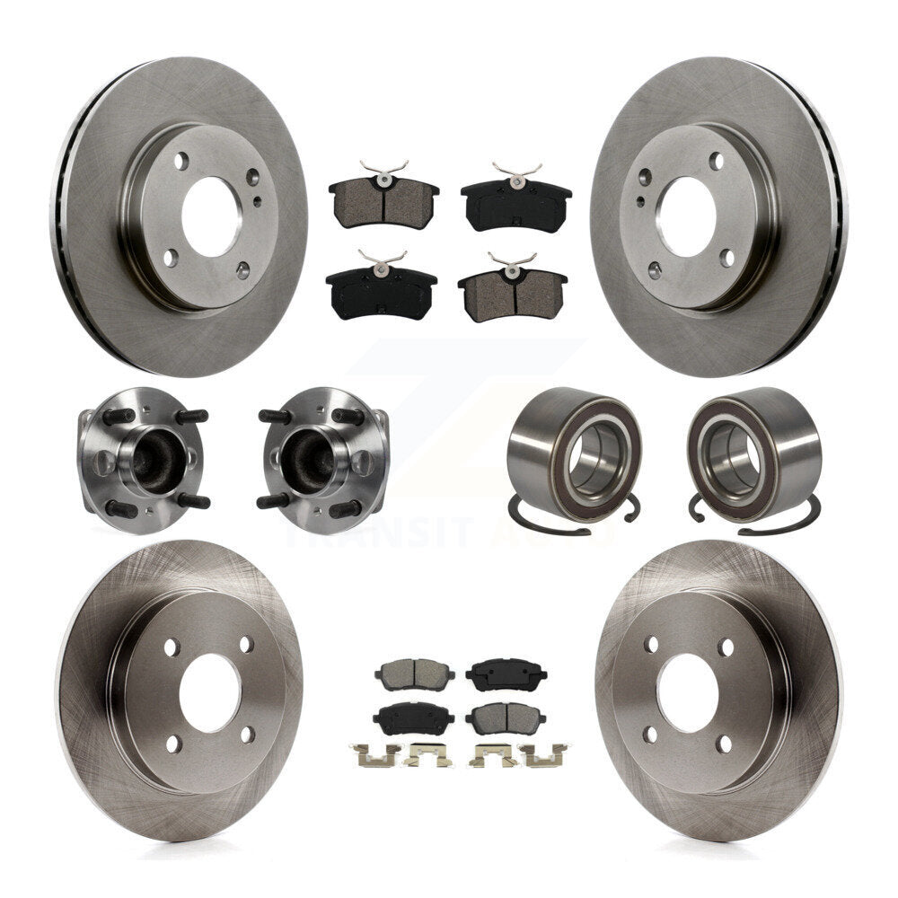 Wheel Hub Bearing Disc Brake Rotor And Pad Front Rear Kit (10Pc) For Ford Fiesta