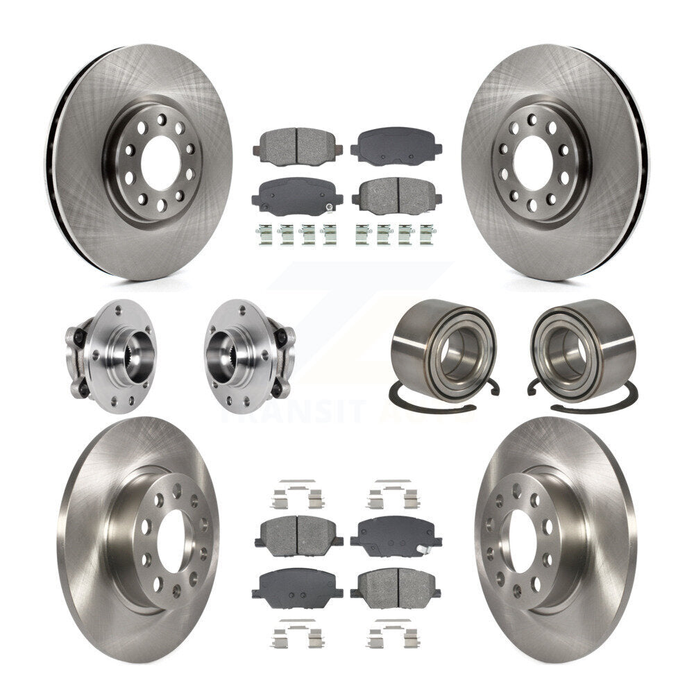 Hub Bearing Brake Rotor & Pads Front Rear Kit (10Pc) For 2016-2018 Fiat 500X AWD