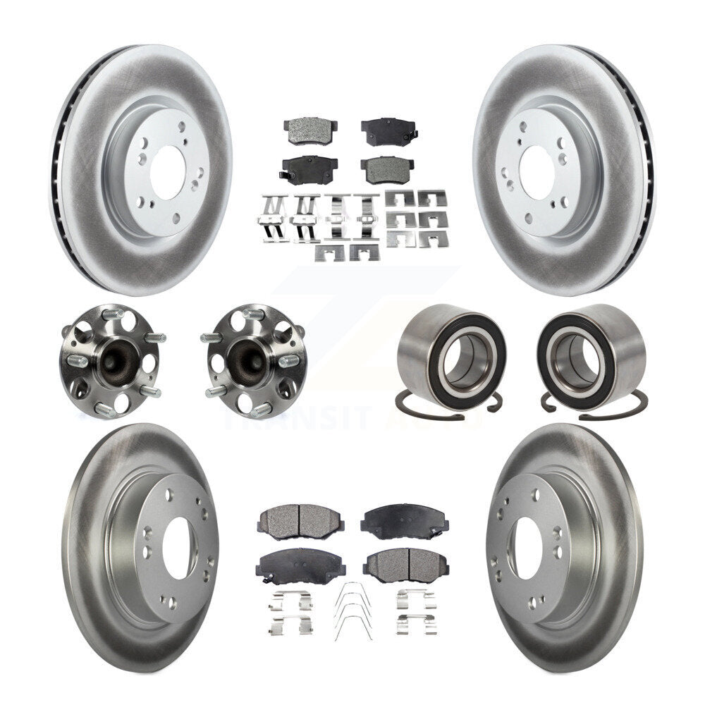 Hub Bearing Coat Brake Rotor Pad Front Rear Kit (10Pc) For Honda Civic Acura ILX