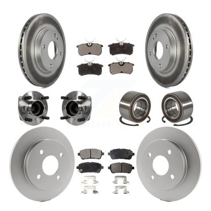 Hub Bearing Coated Disc Brake Rotor & Pads Front Rear Kit (10Pc) For Ford Fiesta