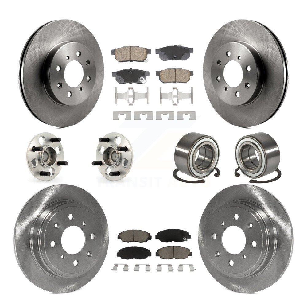 Hub Bearing Brake Rotor Pads Front Rear Kit (10Pc) For Acura EL With 4 Wheel ABS