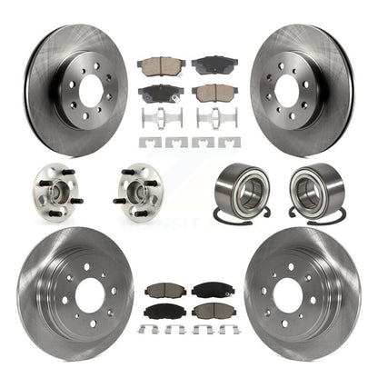 Hub Bearing Brake Rotor Pads Front Rear Kit (10Pc) For Acura EL With 4 Wheel ABS