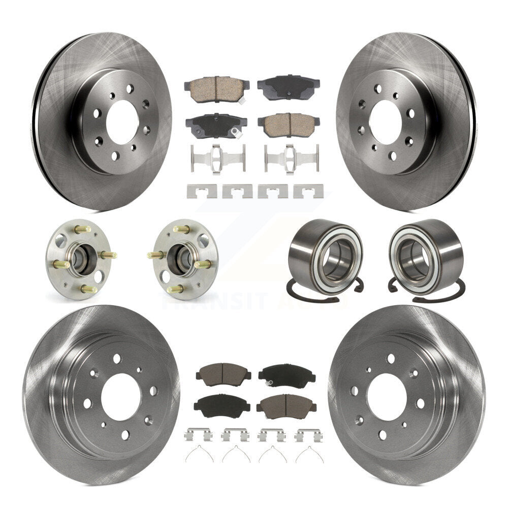 Hub Bearing Disc Brake Rotor & Pad Front Rear Kit (10Pc) For Honda Civic del Sol