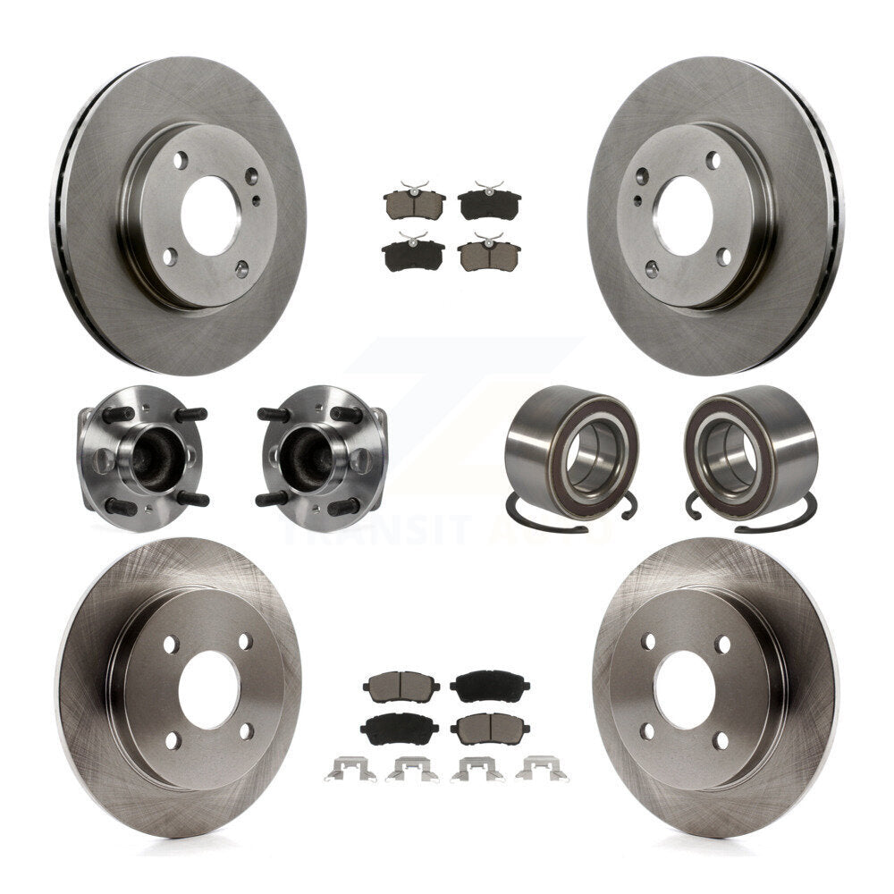 Wheel Hub Bearing Disc Brake Rotor And Pad Front Rear Kit (10Pc) For Ford Fiesta
