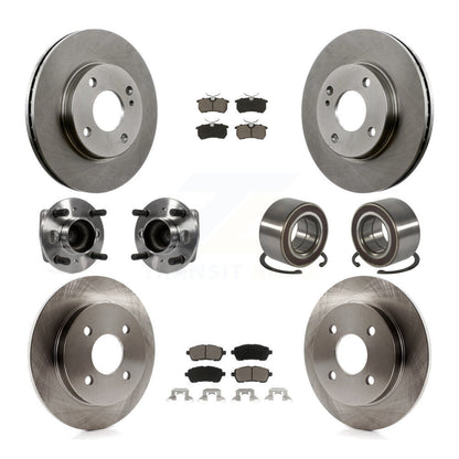 Wheel Hub Bearing Disc Brake Rotor And Pad Front Rear Kit (10Pc) For Ford Fiesta