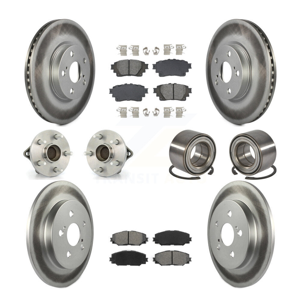 Hub Bearing Coated Disc Brake Rotor Pad Front Rear Kit (10Pc) For Toyota Corolla