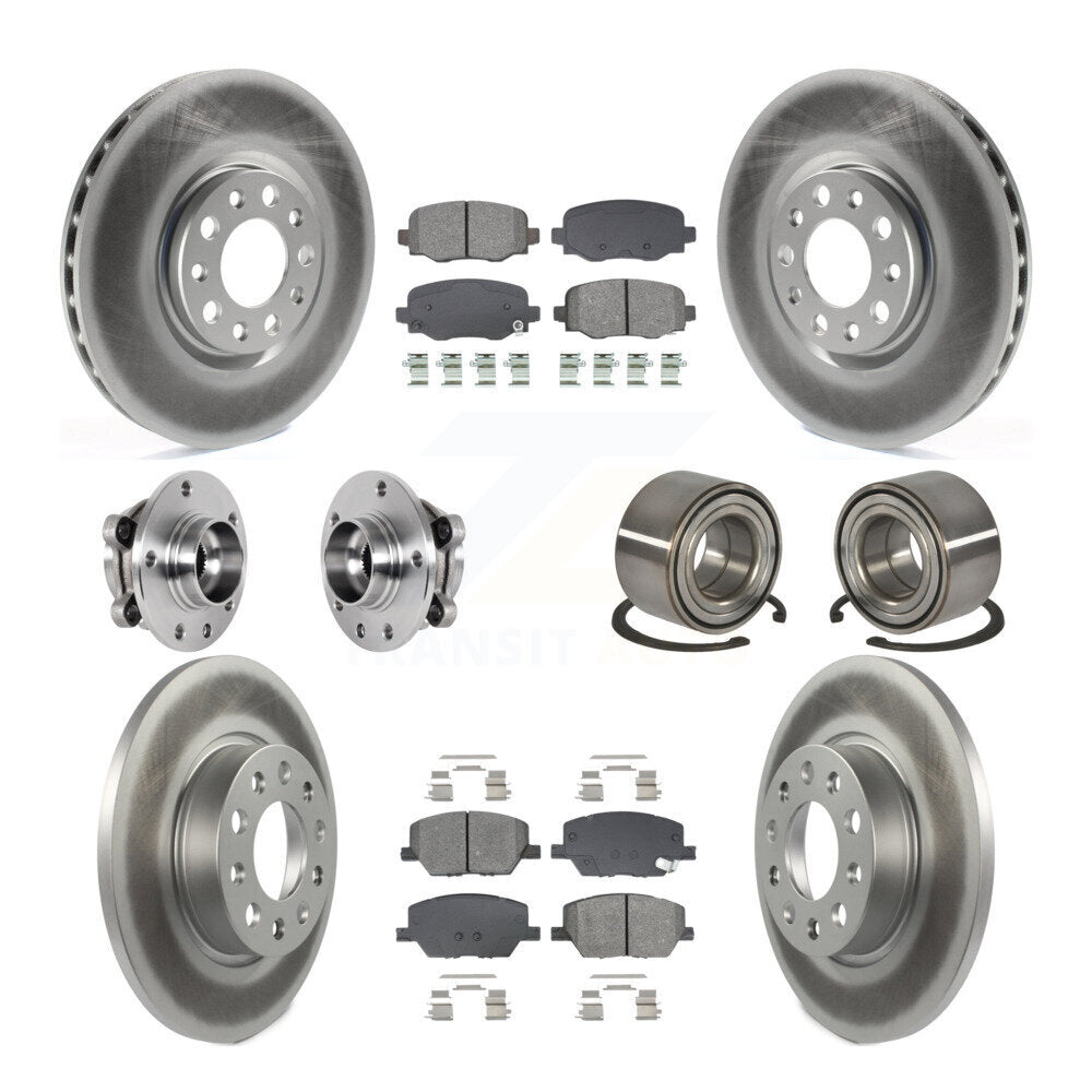 Hub Bearing Coated Brake Rotor Pad Front Rear Kit (10Pc) For 16-18 Fiat 500X AWD