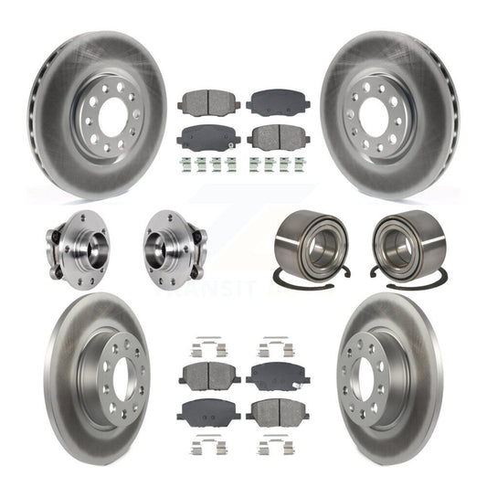 Hub Bearing Coated Brake Rotor Pad Front Rear Kit (10Pc) For 16-18 Fiat 500X AWD