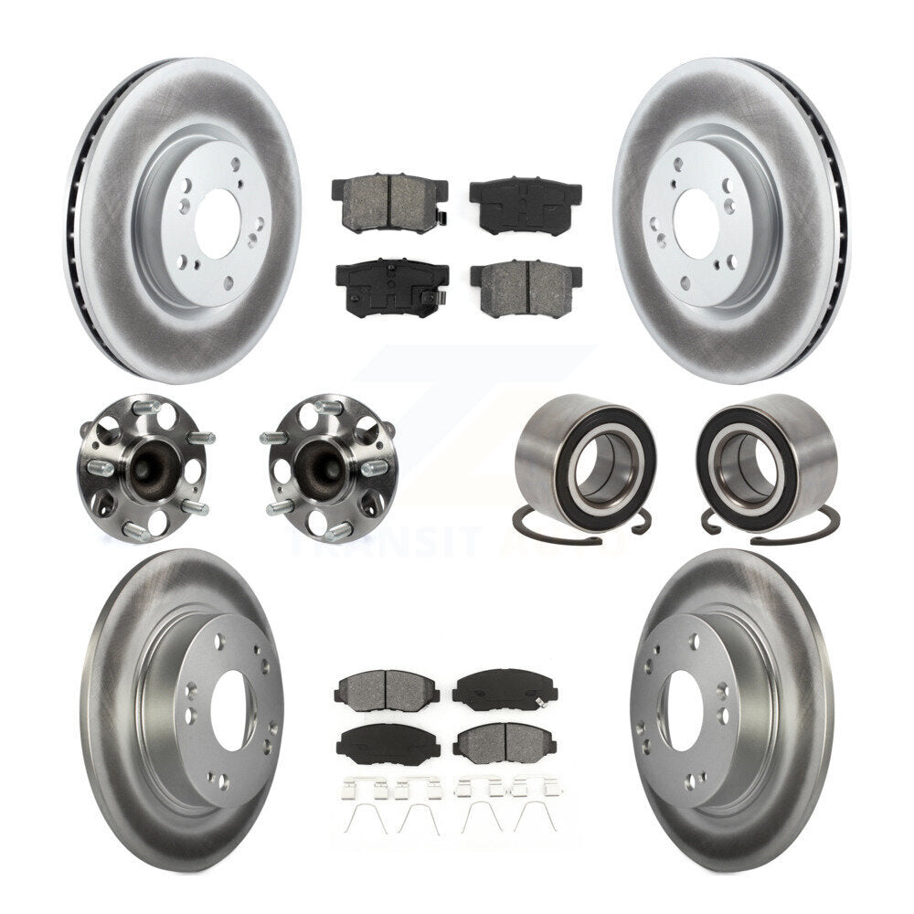 Hub Bearing Coat Brake Rotor Pad Front Rear Kit (10Pc) For Honda Civic Acura ILX