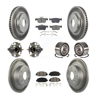 Hub Bearing Coated Disc Brake Rotor & Pad Front Rear Kit (10Pc) For Honda Accord