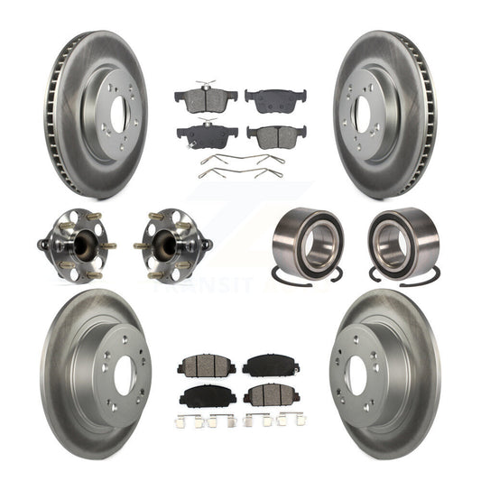 Hub Bearing Coated Disc Brake Rotor & Pad Front Rear Kit (10Pc) For Honda Accord