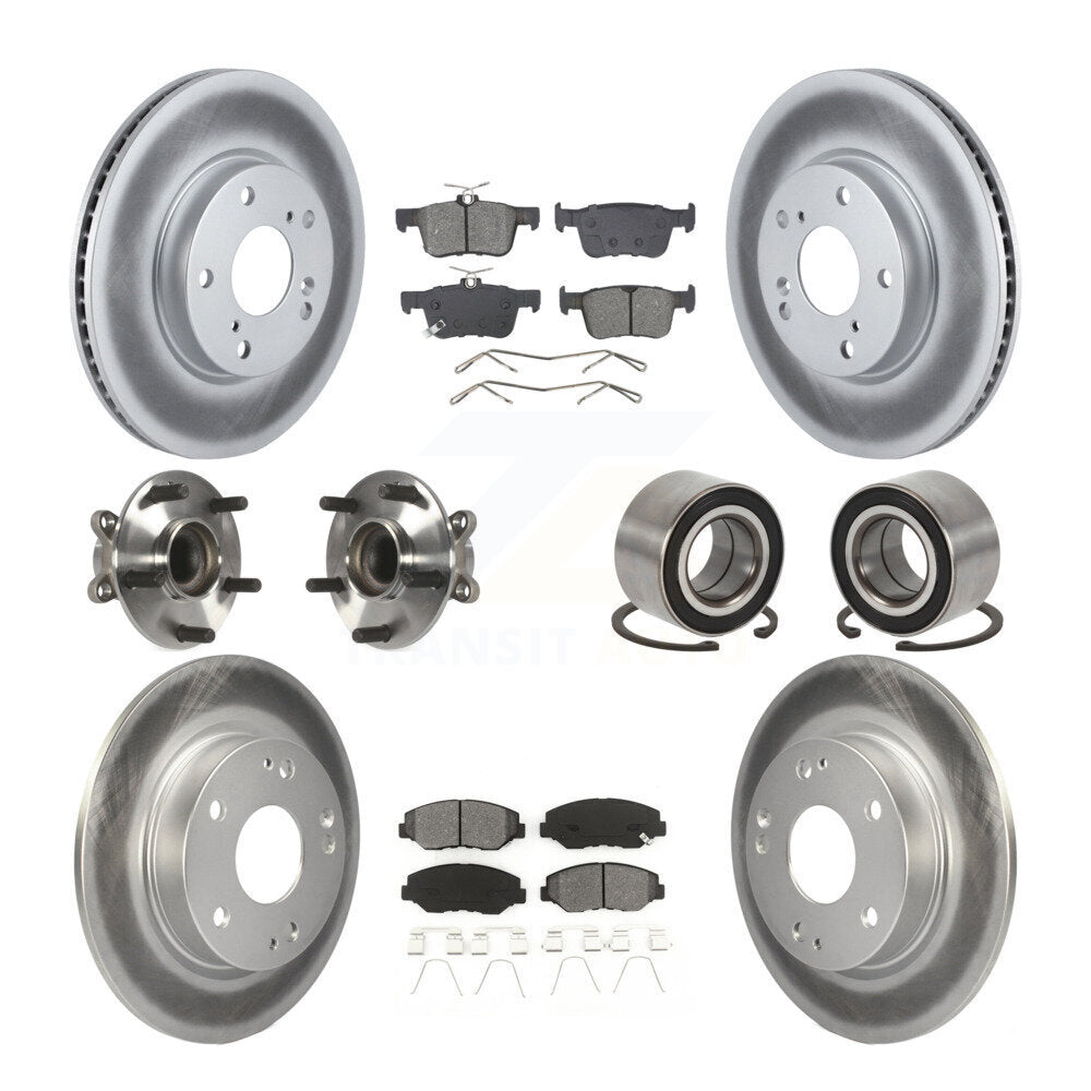 Hub Bearing Coated Disc Brake Rotor & Pads Front Rear Kit (10Pc) For Honda Civic
