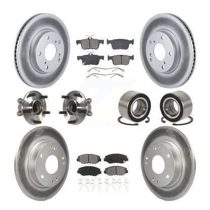 Hub Bearing Coated Disc Brake Rotor & Pads Front Rear Kit (10Pc) For Honda Civic
