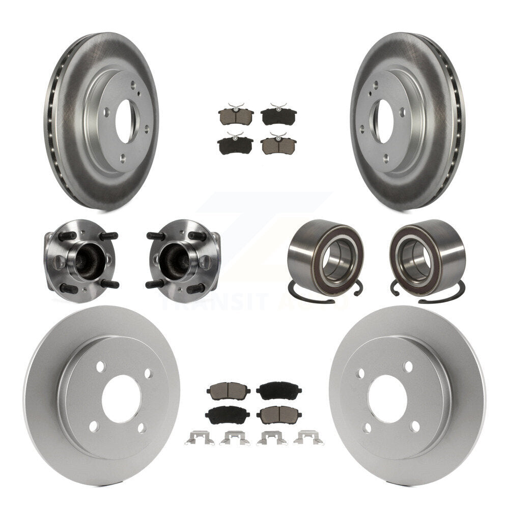Hub Bearing Coated Disc Brake Rotor & Pads Front Rear Kit (10Pc) For Ford Fiesta