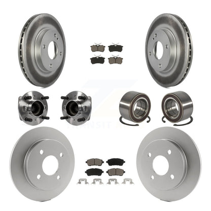 Hub Bearing Coated Disc Brake Rotor & Pads Front Rear Kit (10Pc) For Ford Fiesta