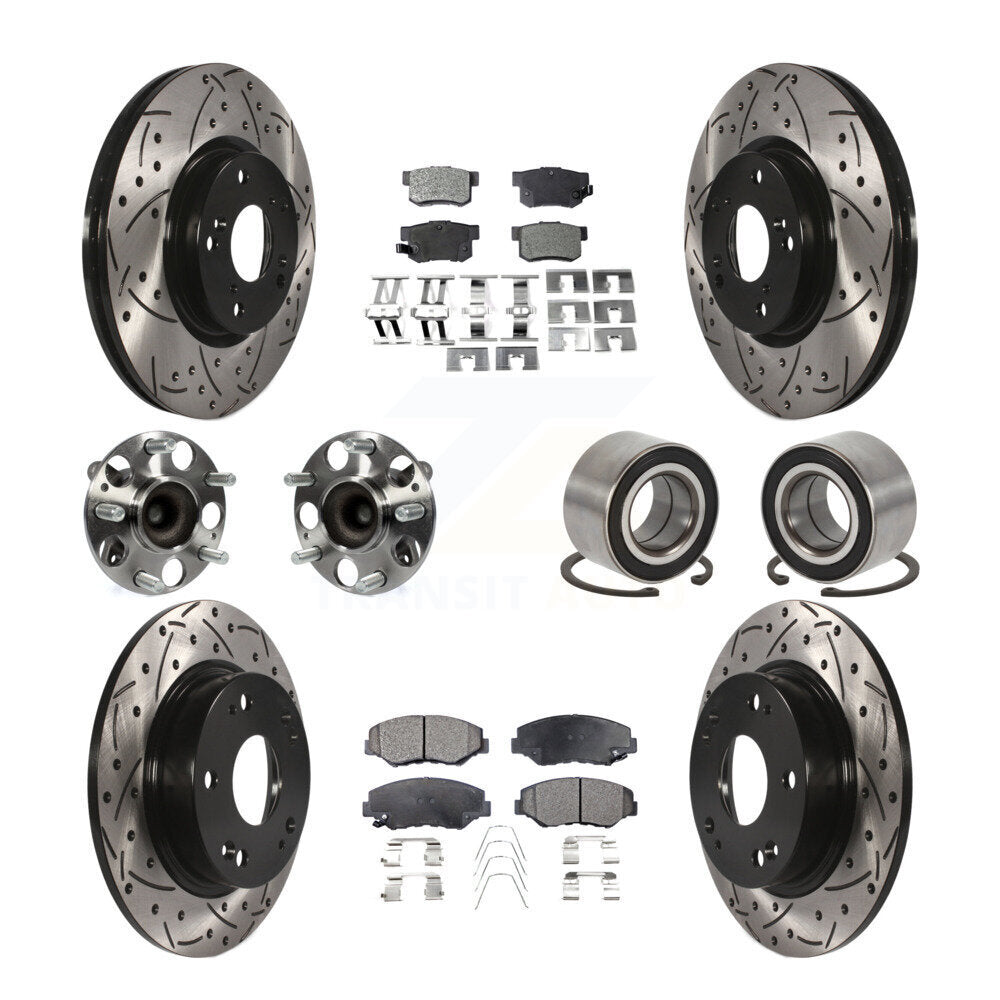 Hub Bearing Coat Brake Rotor Pad Front Rear Kit (10Pc) For Honda Civic Acura ILX