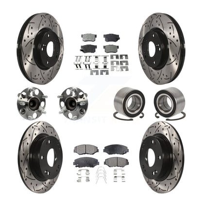Hub Bearing Coat Brake Rotor Pad Front Rear Kit (10Pc) For Honda Civic Acura ILX