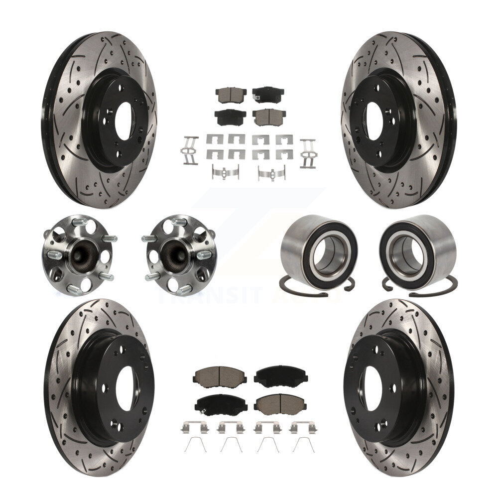 Hub Bearing Coat Brake Rotor Pad Front Rear Kit (10Pc) For Honda Civic Acura ILX