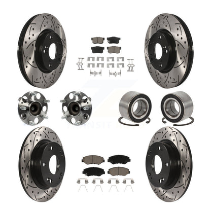Hub Bearing Coat Brake Rotor Pad Front Rear Kit (10Pc) For Honda Civic Acura ILX