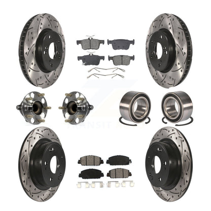 Hub Bearing Coated Disc Brake Rotor & Pad Front Rear Kit (10Pc) For Honda Accord