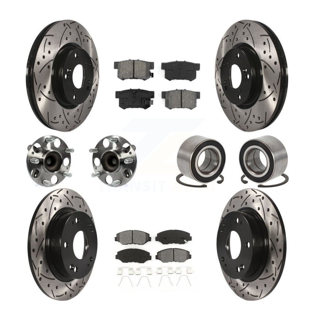 Hub Bearing Coat Brake Rotor Pad Front Rear Kit (10Pc) For Honda Civic Acura ILX