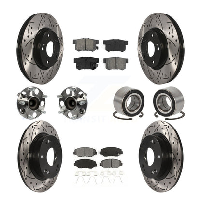 Hub Bearing Coat Brake Rotor Pad Front Rear Kit (10Pc) For Honda Civic Acura ILX