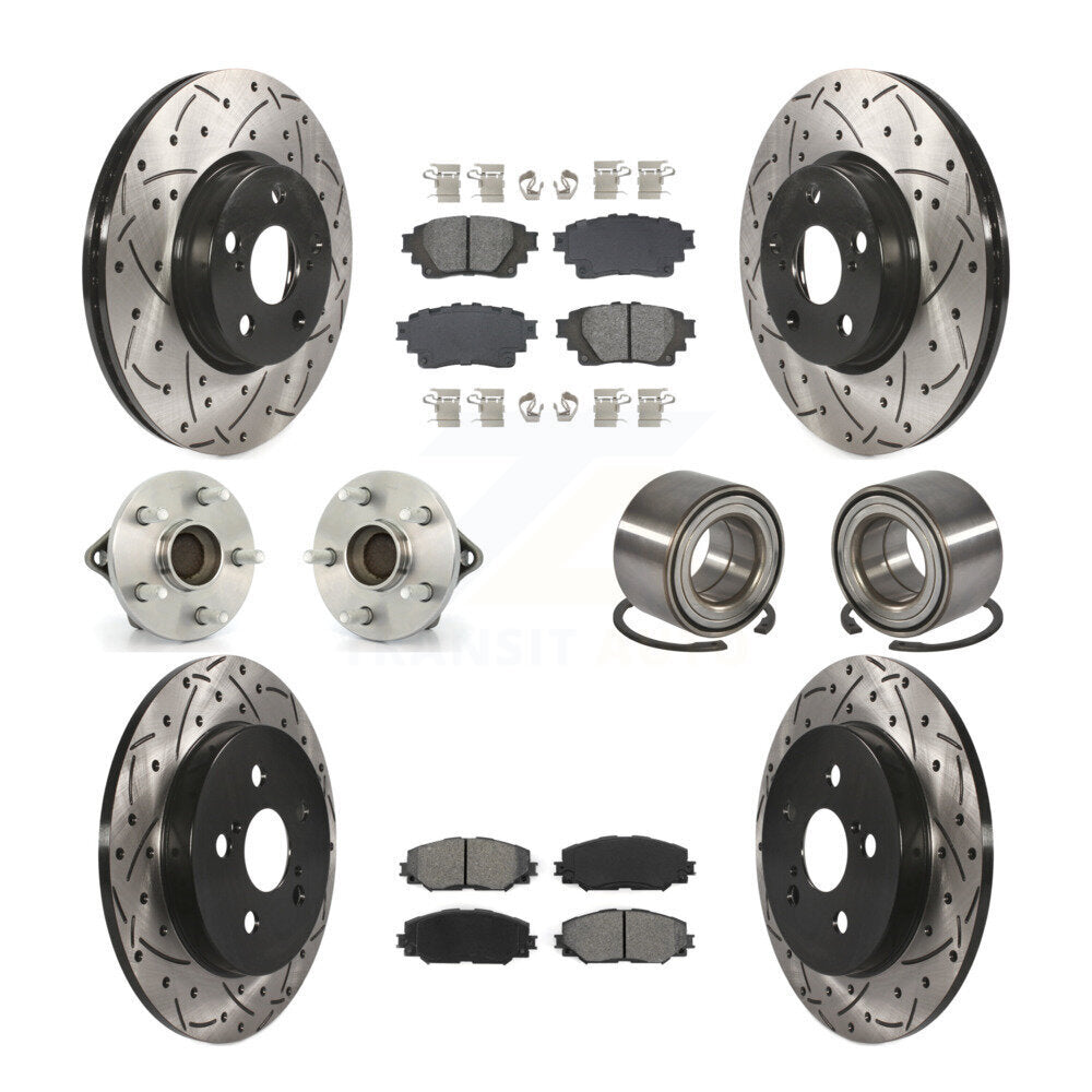 Hub Bearing Coated Disc Brake Rotor Pad Front Rear Kit (10Pc) For Toyota Corolla