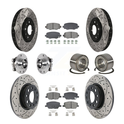 Hub Bearing Coated Brake Rotor Pad Front Rear Kit (10Pc) For 16-18 Fiat 500X AWD