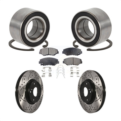 Wheel Bearing Drilled Slot Brake Rotor & Pad Front Kit For Honda Civic Acura ILX