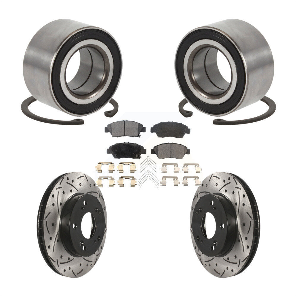 Wheel Bearing Coat Drill Slot Brake Rotor Pads Front Kit For 2015 Acura ILX 1.5L