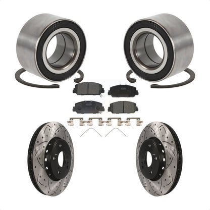 Wheel Bearing Coated Drilled Slot Brake Rotor & Pad Front Kit For 2016 Acura ILX