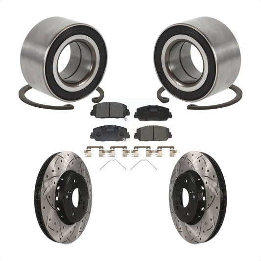 Wheel Bearing Coated Drilled Slot Brake Rotor & Pad Front Kit For 2016 Acura ILX