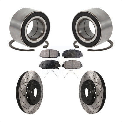 Wheel Bearing Coated Drilled Slot Brake Rotor & Pad Front Kit For 2016 Acura ILX