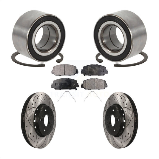 Wheel Bearing Coated Drilled Slot Brake Rotor & Pad Front Kit For 2016 Acura ILX